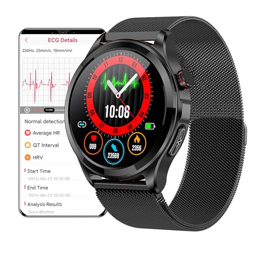 DigiKuber Smartwatch EKG Herren, 1,39 Zoll wasserdichte Damen Smart Watch mit Herzfrequenz SPO2 PPG Schrittzähler Schlafmonitor für Android iOS von DigiKuber