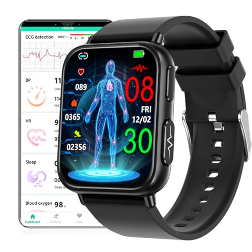 DigiKuber Smartwatch EKG Herren, IP68 wasserdichte Damen Smart Watch mit Herzfrequenz SPO2 Schrittzähler Blutdruck Schlafmonitor für Android iOS von DigiKuber