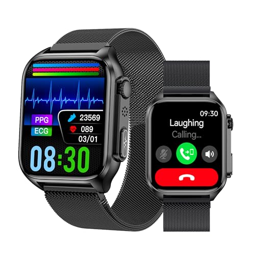 DigiKuber Smartwatch EKG & Zifferblatt/Anruf Annehmen, 1,96 Zoll 320 x 386 wasserdichte Smart Watch mit SpO2, Herzfrequenz, Körpertemperatur für Android iOS von DigiKuber