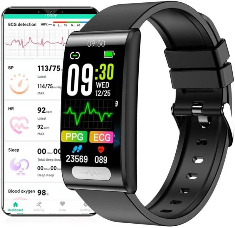 DigiKuber mit EKG, IP68 Schrittzähler Herzfrequenzmesser Anrufbenachrichtigung Smartwatch (1,47 Zoll, Android, iOS), Schrittzähler und Kalorienverbrauch Schlafqualität und synchronisieren von DigiKuber
