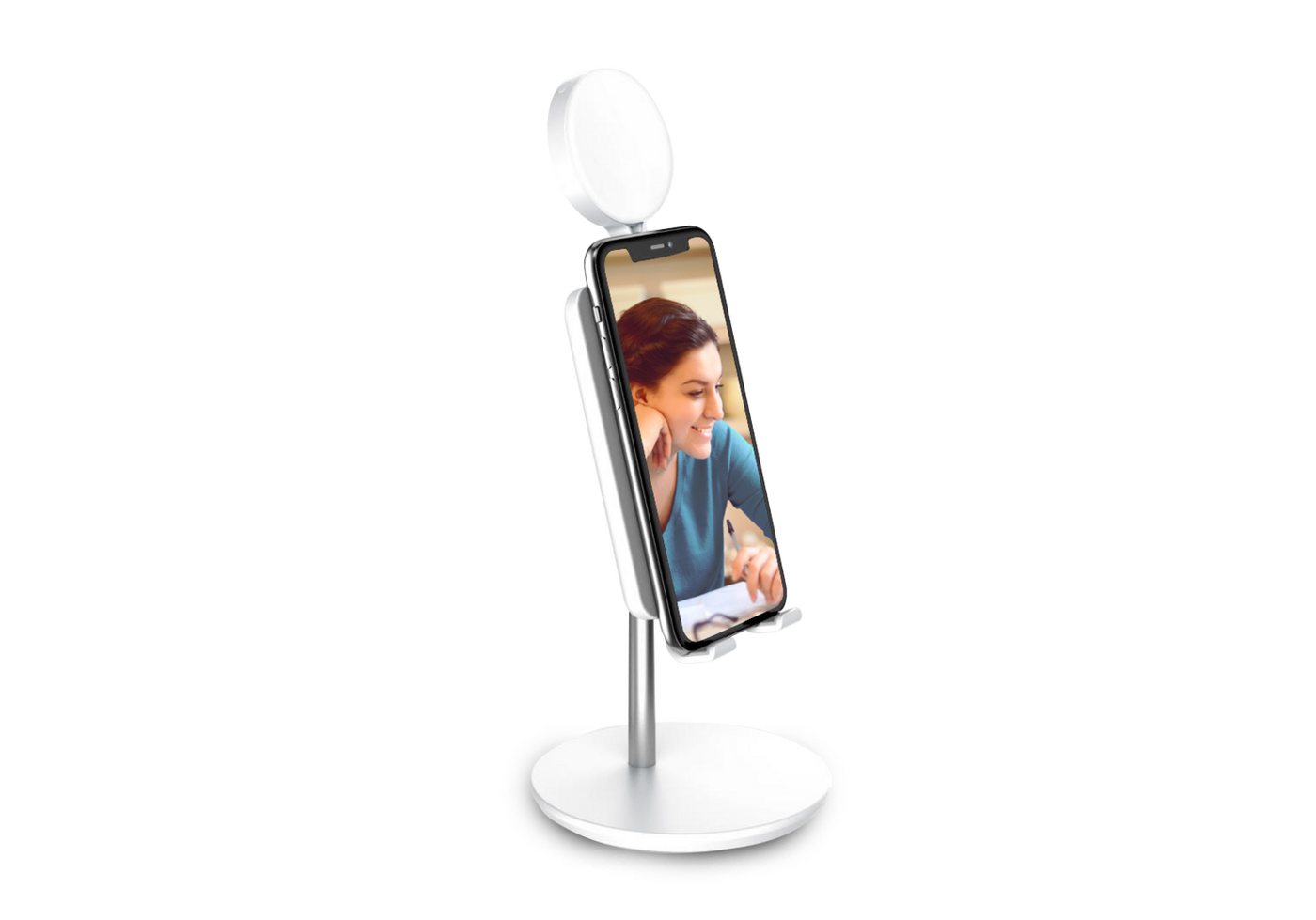 DigiPower Shine Smartphone-Ständer mit 3 Ringlicht, höhenverstellbar Smartphone-Halterung, (Multi-Winkel)" von DigiPower
