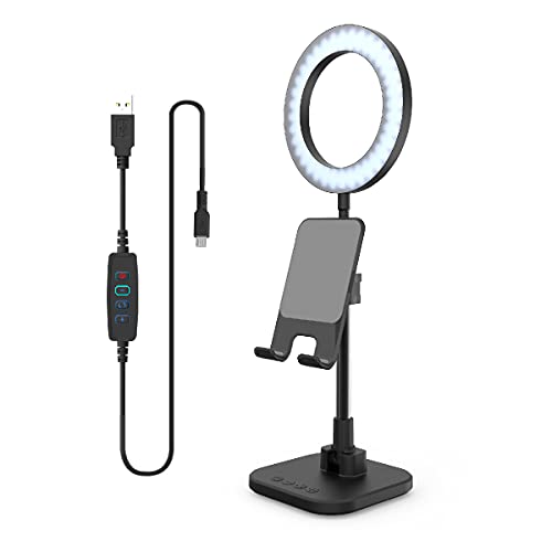digipower LED Ringlicht Schreibtischlampe mit Smartphone- und Tablet-Halterung inkl. Akku, höhenverstellbar, für Videocalls am Arbeitsplatz und Home Schooling, schwarz, DP-WSH-PH6, weiß digipower LED Ringlicht Schreibtischlampe mit Smartphone- und Tablet-Halterung inkl. Akku, höhenverstellbar, für Videocalls am Arbeitsplatz und Home Schooling, schwarz, DP-WSH-PH6, weiß von DigiPower
