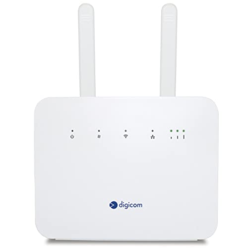 Digicom 4G+ LiteRoute Plus Router 4.5G CAT6 300Mbps, Wi-Fi AC1200 Dual-Band, 4 Ports (3LAN - 1LAN/WAN) Gigabit, Keine Konfiguration erforderlich, Weiß von Digicom