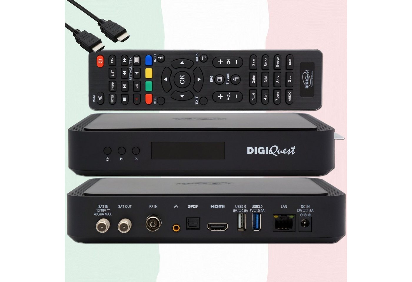 DIGIQuest TiVuSat Karte UHD + DIGIQuest Q90 4K H.265 Combo Receiver - TiVuSat SAT-Receiver von Digiquest