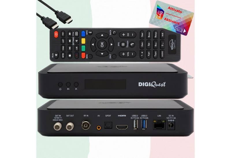 DIGIQuest TiVuSat Karte UHD + zertifizierter DIGIQuest Q90 4K H.265 Combo Receiv SAT-Receiver von Digiquest
