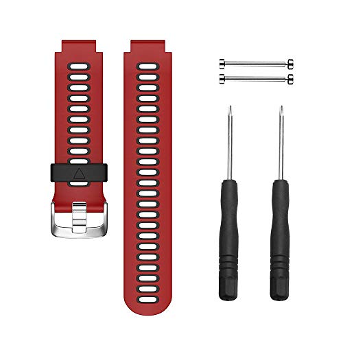 Digit.Tail 22mm Silikon Armband Ersatzband Replacement Wechselarmband Sport Uhrenarmband mit Federstäben Zubehör für Garmin Forerunner 235/220/230/620/630/735XT Smartwatch (Rot-Schwarz) von Digit.Tail