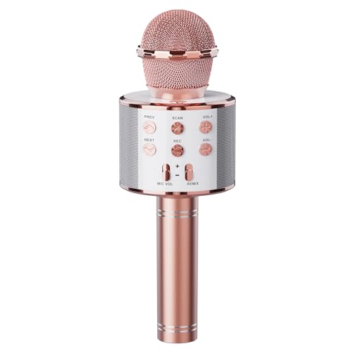 DigitConvert Karaoke Mikrofon,Bluetooth Mikrofon Karaoke Kinder, Heim KTV Karaoke Maschine,Geeignet für Party-Singen, Geburtstagsgeschenk (Roségold) von DigitConvert