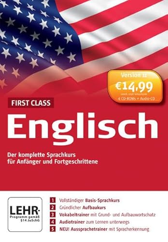 First Class Sprachkurs Englisch, Version 11, 2 CD-ROMsDas vollständige Sprachlernpaket für Anfänger und Fortgeschrittene. Für Windows 2000, XP, Vista oder 7 von Digital Publishing