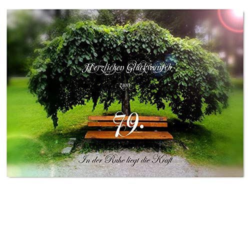 DigitalOase Glückwunschkarte 79. Geburtstag A5 Geburtstagskarte Grußkarte Klappkarte Umschlag #BAUM von DigitalOase