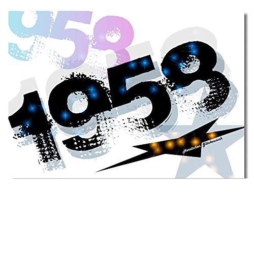 DigitalOase Glückwunschkarte Jahrgang 1958 65. Geburtstag A5 Geburtstagskarte Grußkarte Klappkarte Umschlag #WALK von DigitalOase