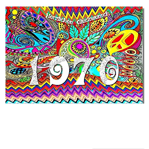 DigitalOase Glückwunschkarte Jahrgang 1970 54. Geburtstag A5 Geburtstagskarte Grußkarte Klappkarte Umschlag #WOODST von DigitalOase