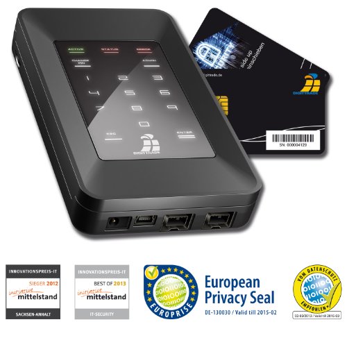 Digittrade HS256S Externe Festplatte 2TB High Security Mobile HDD (6,4 cm (2,5 Zoll), 5400rpm, USB 2.0) 256-Bit AES Verschlüsselung, Smartcard & PIN von Digittrade