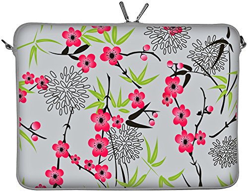 Digittrade LS104-10 Sakura Designer Laptop Neopren Schutzhülle 10 Zoll PC Netbook Tasche 9,7 bis 10,5 Zoll (26,67 cm) Case japanische Kirschblüte grau-rosa von Digittrade