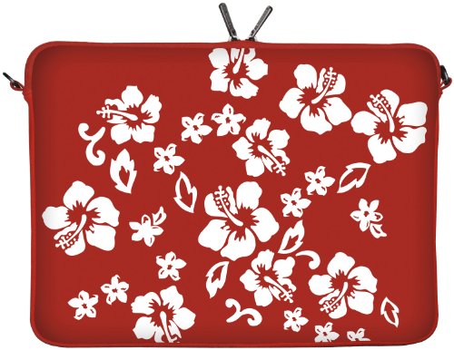 Digittrade LS107-15 Red Flower Designer Laptoptasche 15,6 Zoll (39,1 cm) Neopren Laptop-Hülle Sleeve Tasche Schutzhülle Cover Case Bag rot-weiß von Digittrade