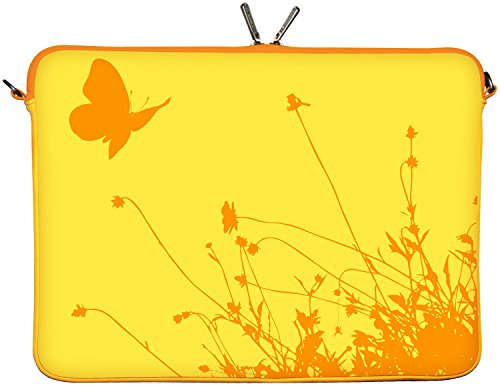 Digittrade LS114-11 Summer Designer MacBook Hülle 12 Zoll aus Neopren passend für 11 & 11,6 Zoll (29,5 cm) Mac Book Tasche Schutzhülle Schmetterling gelb-orange von Digittrade