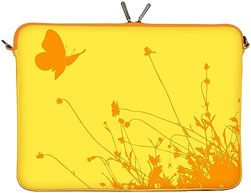 Digittrade LS114-15 Summer Designer MacBook Pro 15 Zoll Tasche aus Neopren bis 39,1 cm (15,6 Zoll) PC Computer Mac Book Hülle Schmetterling gelb-orange von Digittrade