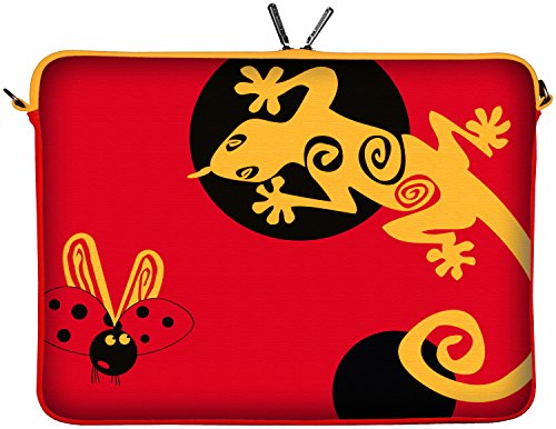 Digittrade LS145-13 Lady Beetle Designer Notebook Sleeve 13.3 Zoll (33.8 cm) aus Neopren Laptop Tasche 13 bis 14 Zoll Salamander Eidechse rot Gold orange von Digittrade