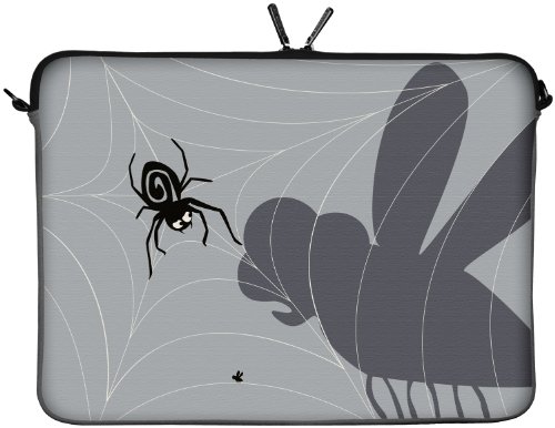 Digittrade LS146-17 Spiderweb Disigner Laptopschutzhülle Notebooktasche 17,3 Zoll (43,9 cm) Notebook Sleeve Case Tablet Tasche Spinnennetz Halloween grau von Digittrade