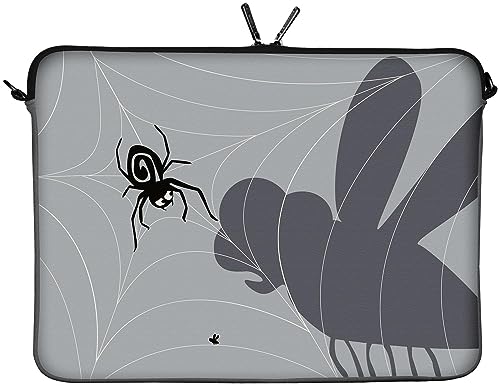 Digittrade LS146-17 Spiderweb Disigner Laptopschutzhülle Notebooktasche 17,3 Zoll (43,9 cm) Notebook Sleeve Case Tablet Tasche Spinnennetz Halloween grau von Digittrade