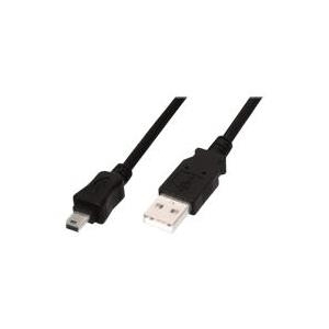 Assmann/Digitus USB 2.0 CONNECTION CABLE A-B USB 2.0 Connection Cable, 480Mbit/s, USB A - USB mini B, St/St, 1.8m, Schwarz (AK-300130-018-S) von Digitus