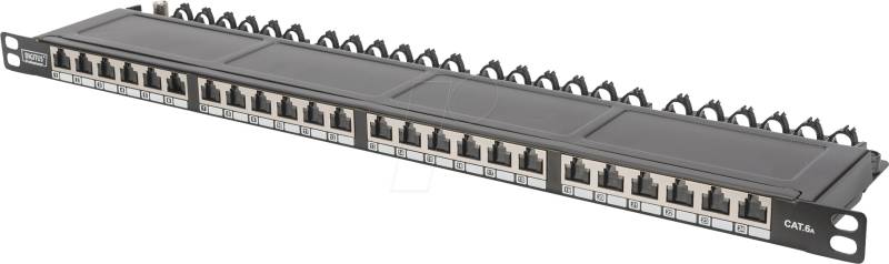 DIGI 91624SSLEA - Patchpanel, Cat.6a, 0,5HE, 24 Port, geschirmt, schwarz von Digitus