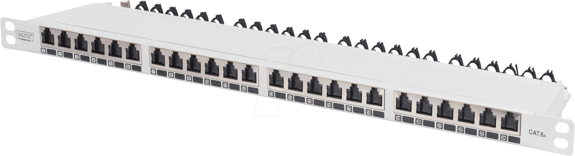 DIGI 91624SSLEAG - Patchpanel, Cat.6a, 0,5HE, 24 Port, geschirmt, grau von Digitus