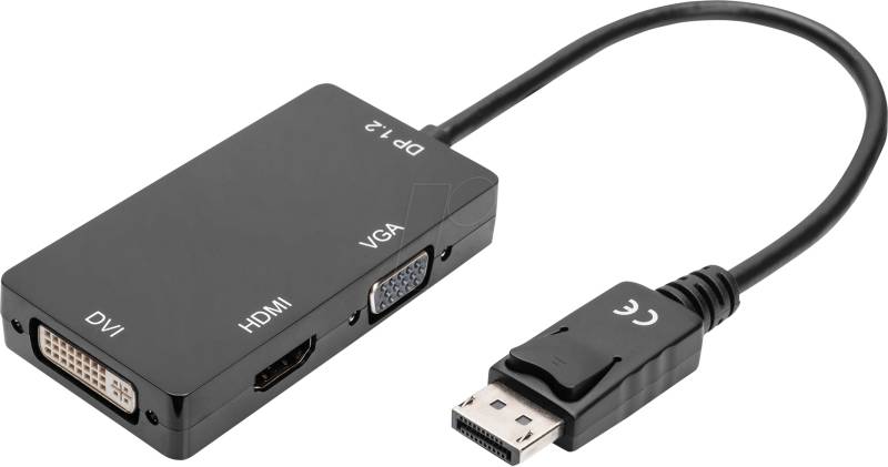 DIGI AK34041802S - DisplayPort Adapter, DisplayPort Stecker / VGA / HDMI / DVI von Digitus