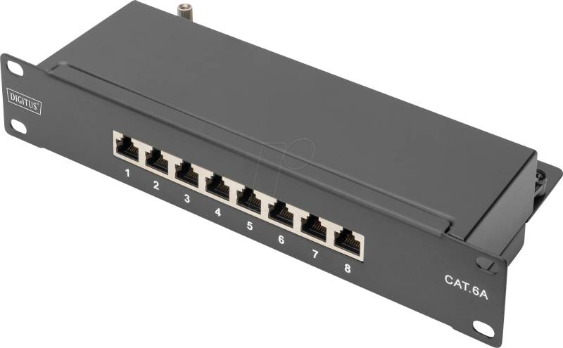 DIGI DN91608S-EA - 10'' Patchpanel, Cat.6a, 8-Port, Slim Line, geschirmt von Digitus
