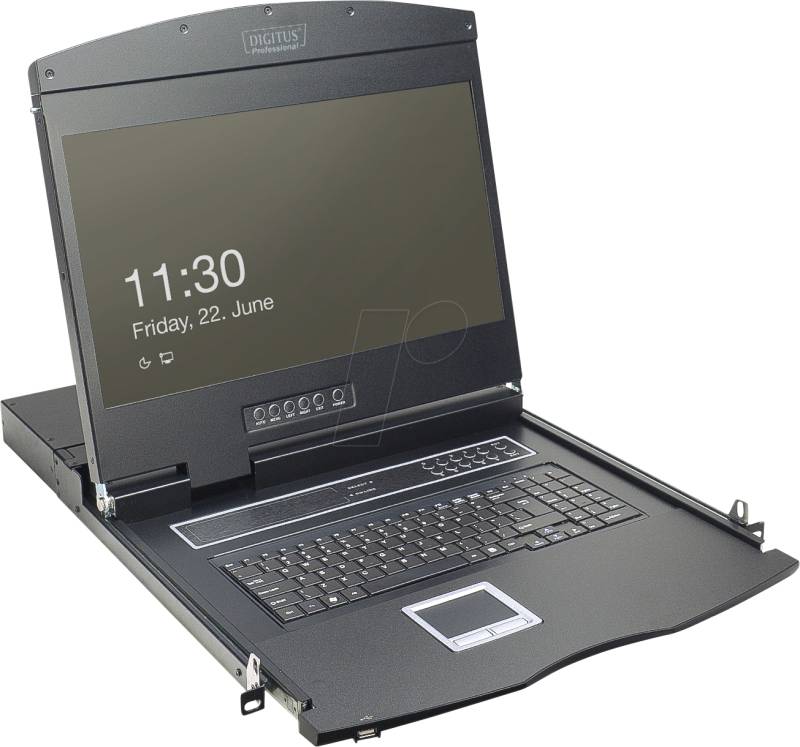 DIGI DS72211-2US - 19 Zoll KVM Konsole, 19'' TFT mit Tastatur US, 8-Port VGA von Digitus