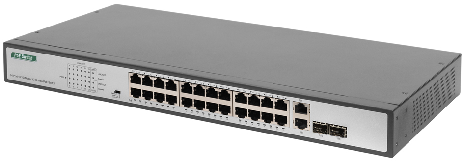 DIGITUS 19,  Fast Ethernet PoE Switch, 24-Port, Unmanaged von Digitus
