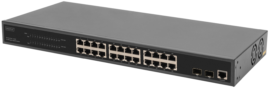 DIGITUS 19,  Gigabit Ethernet PoE Switch, 24-Port, managed von Digitus