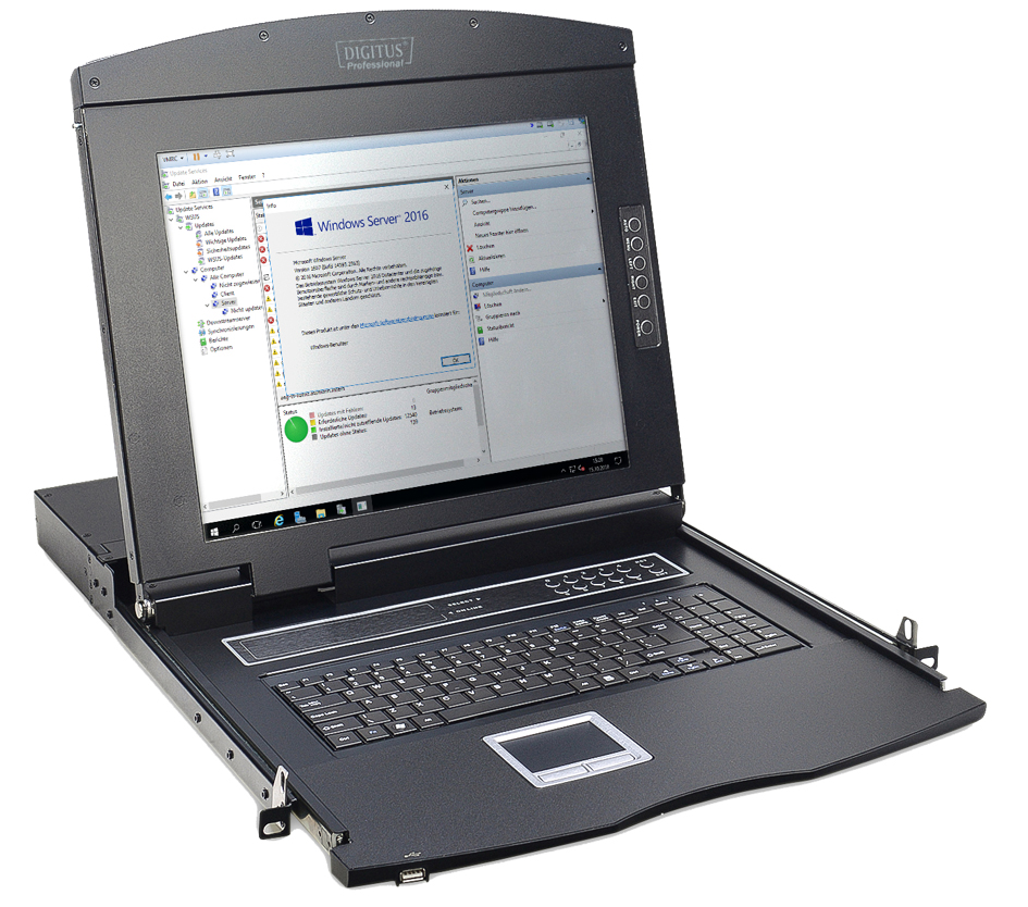DIGITUS 19,  Konsole mit KVM Switch, 16 Port, mit TFT Monitor von Digitus