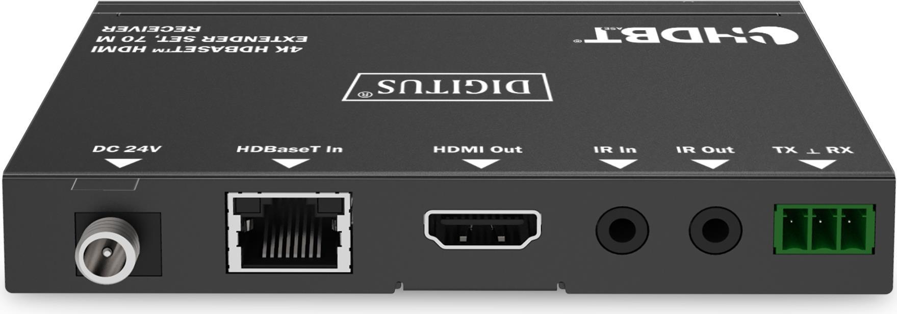 DIGITUS 4K HDBaseT DS-55520 - Sender und Empf�nger - Video/Audio/Infrarot/seriell/Netzwerkextender - RS-232, HDMI, HDBaseT - �ber CAT 6/7/8 - bis zu 70 m (DS-55520) von Digitus
