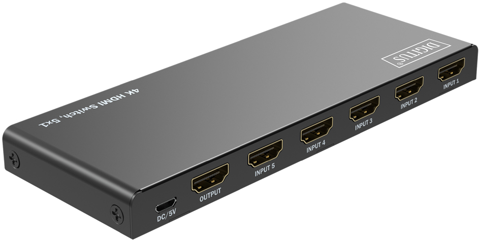 DIGITUS 4K HDMI Switch, 5x1, schwarz DIGITUS 4K HDMI Switch, 5x1, schwarz von Digitus