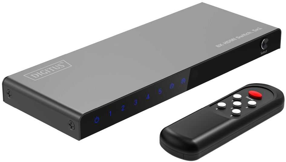DIGITUS 8K HDMI Switch, 5x1, schwarz DIGITUS 8K HDMI Switch, 5x1, schwarz von Digitus