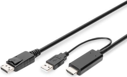 DIGITUS - Adapterkabel - DisplayPort m�nnlich zu HDMI, USB (nur Strom) m�nnlich - 2 m - Support von 4K 30 Hz von Digitus