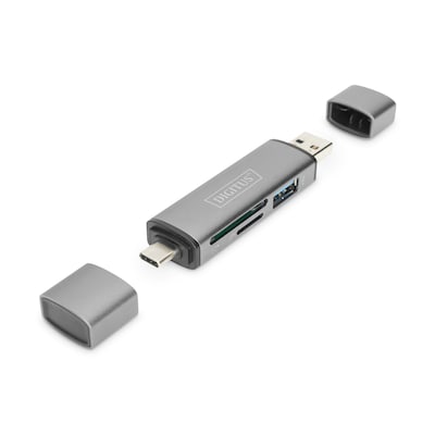 DIGITUS DA-70886 Combo Card Reader Hub (USB-C+USB 3.0) grau von Digitus