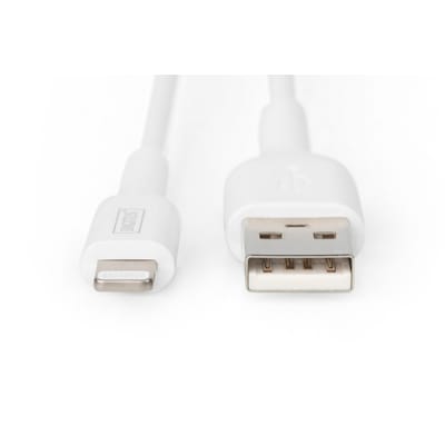 DIGITUS Daten- und Ladekabel USB-A zu Lightning, 1.0m, weiß DIGITUS Daten- und Ladekabel USB-A zu Lightning, 1.0m, weiß von Digitus