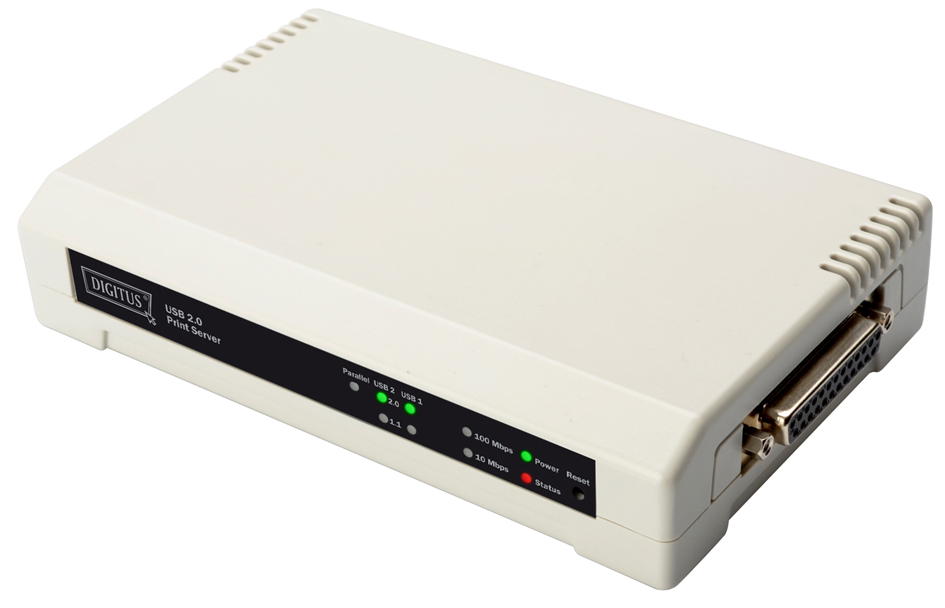 DIGITUS Desktop Fast Ethernet Printserver, 3 Port, weiß von Digitus