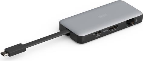 DIGITUS Docking USB-C->HDMI,USB3.2,RJ45,SD,MicroSD,PD silber (DA-70916) von Digitus