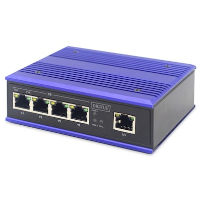 DIGITUS Fast Ethernet Industrieller 4x Port Switch + 1x Uplink Port von Digitus