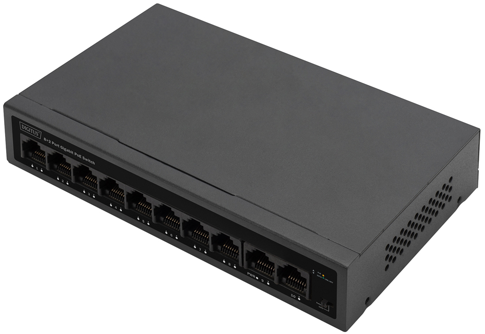 DIGITUS GE PoE Switch, 8+2 Port, 10/100/1000 Mbps DIGITUS GE PoE Switch, 8+2 Port, 10/100/1000 Mbps von Digitus