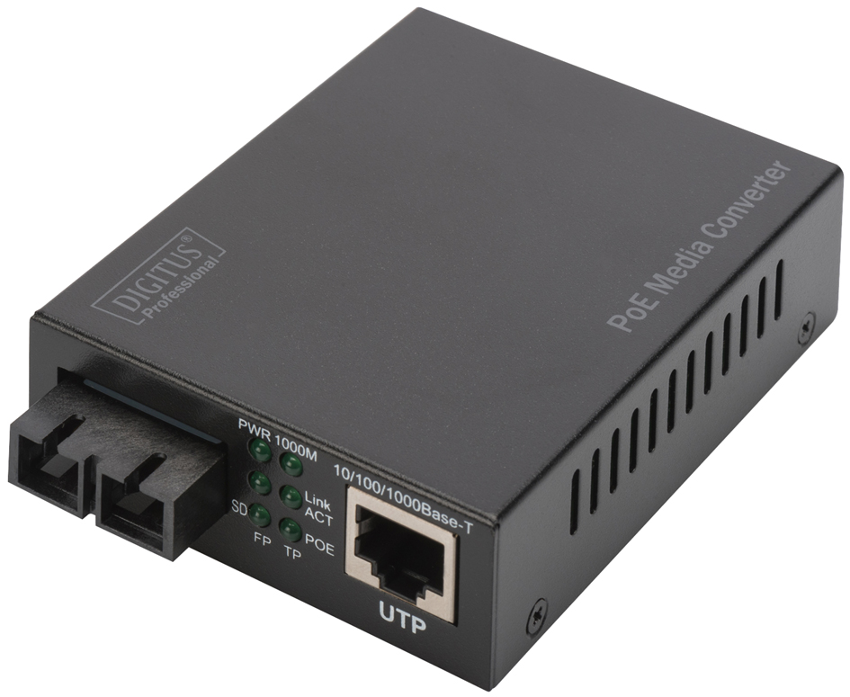 DIGITUS Gigabit PoE Medienkonverter, RJ45/SC, Multimode von Digitus