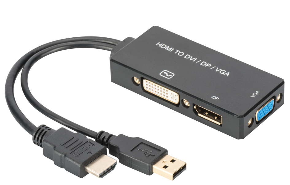 DIGITUS HDMI 3in1 Konverterkabel, HDMI - DP+DVI+VGA, 0,2 m von Digitus