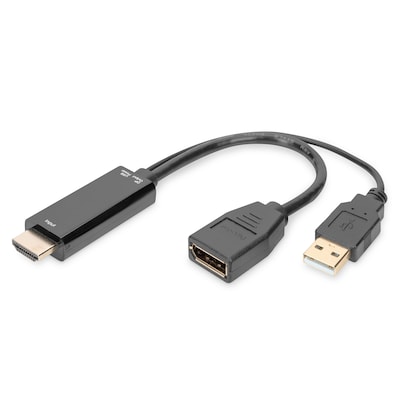 DIGITUS HDMI Adapter auf DisplayPort mit externer Stromversorgung 4K@30Hz. 0,2 m von Digitus