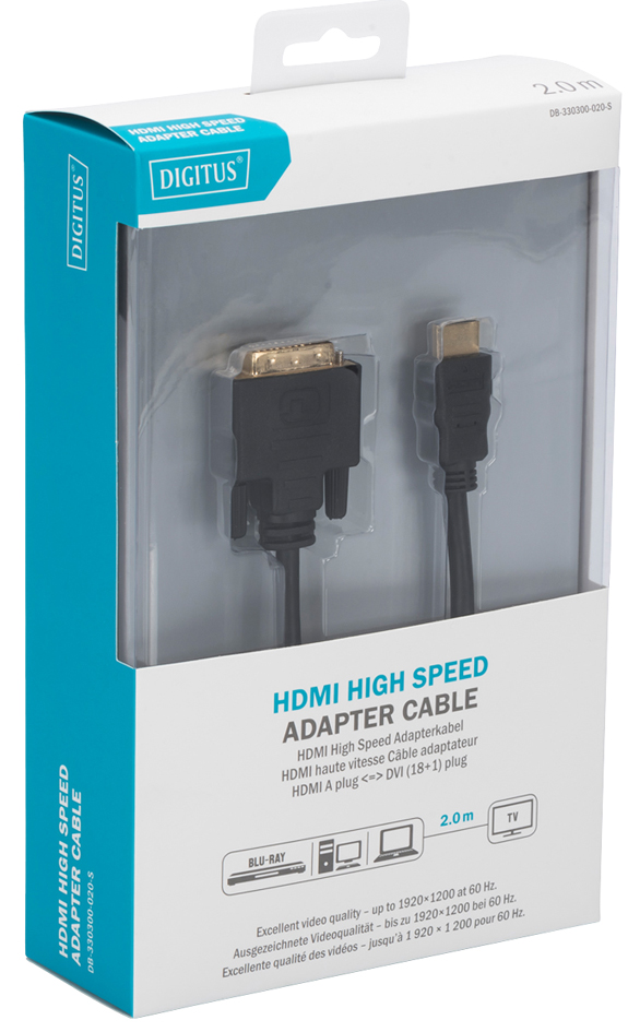 DIGITUS HDMI Adapterkabel, HDMI-A - DVI, schwarz, 2,0 m von Digitus
