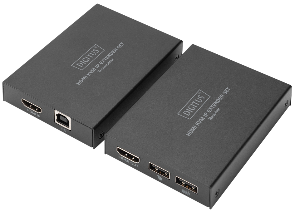 DIGITUS HDMI KVM IP Extender Set, schwarz DIGITUS HDMI KVM IP Extender Set, schwarz von Digitus