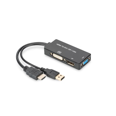 DIGITUS HDMI Konverterkabel, HDMI - DP+DVI+VGA St-Bu/Bu/Bu, 0,2m von Digitus