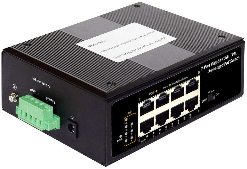 DIGITUS Industrial 7-Port Gigabit PoE Switch, Unmanaged von Digitus