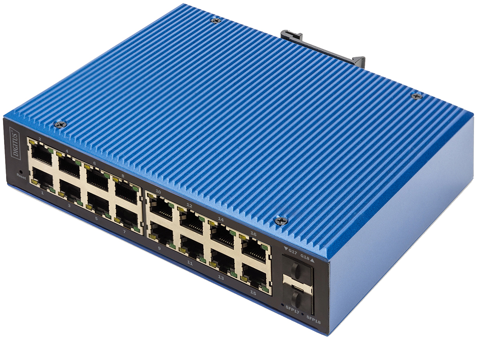 DIGITUS Industrial Gigabit Ethernet PoE Switch, managed,16+2 von Digitus